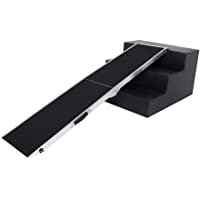 WORHAN® Rampa de Carga Acceso para Mascota Perro 113kg Rigida Robusta Plegable Plataforma Aluminio Superficie…